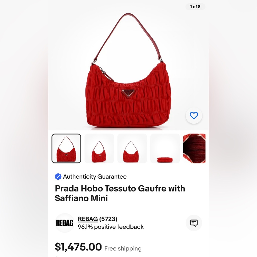 PRADA Hobo Tessuto Gaufre with Saffiano Mini - Picture 4 of 4